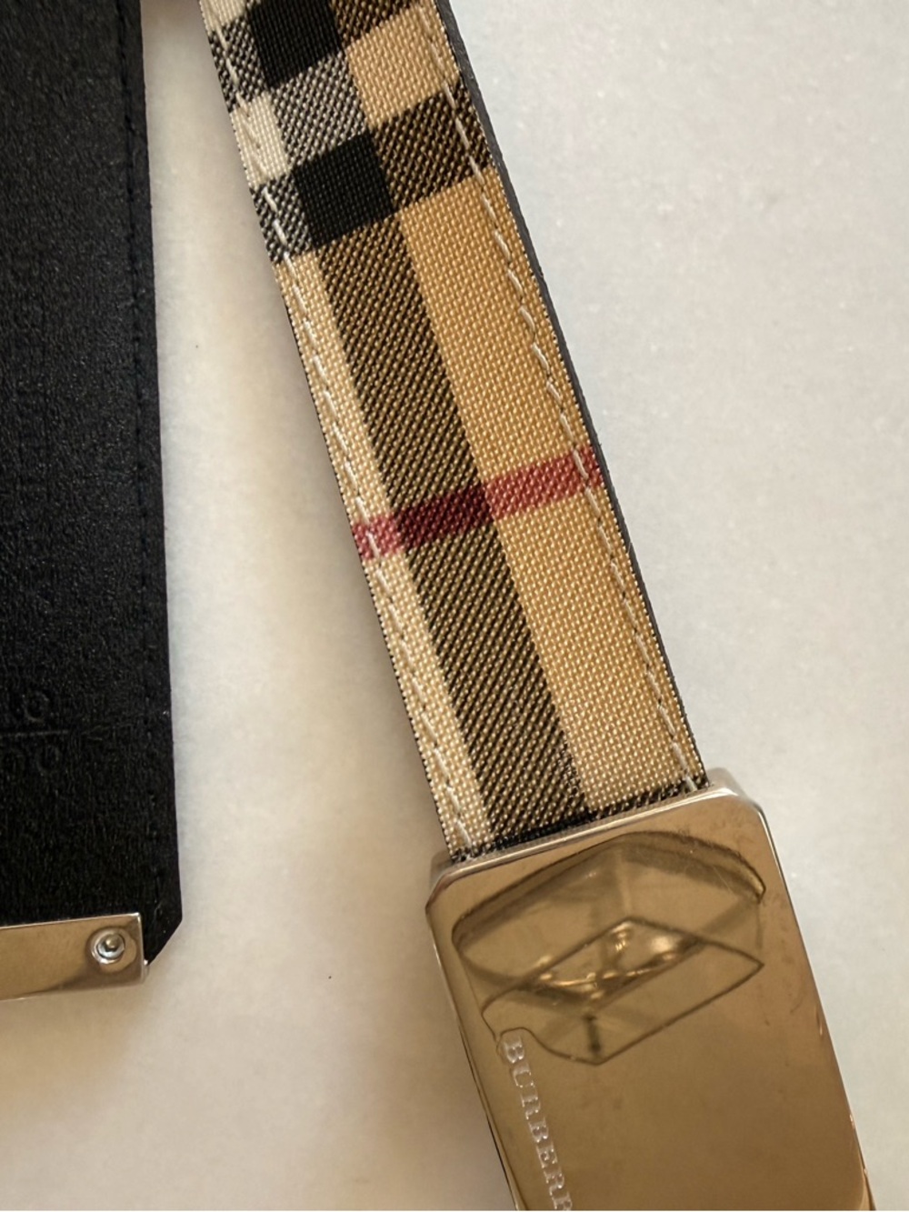 Excellent Condition Burberry Haymarket Plaid Belt with Silver Buckle size 40 - Picture 10 of 13